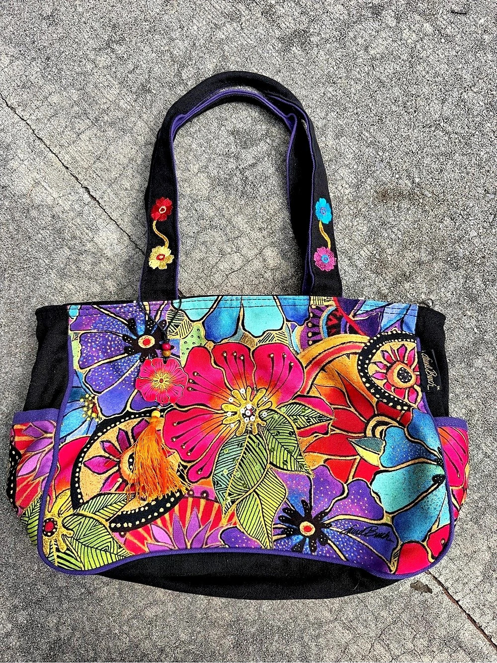 Laurel Burch Floral Vibrant Tote in Purple & Multicolor